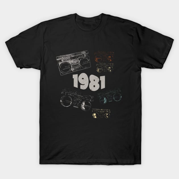 1981 on retro music, grunge radio T-Shirt by Degiab